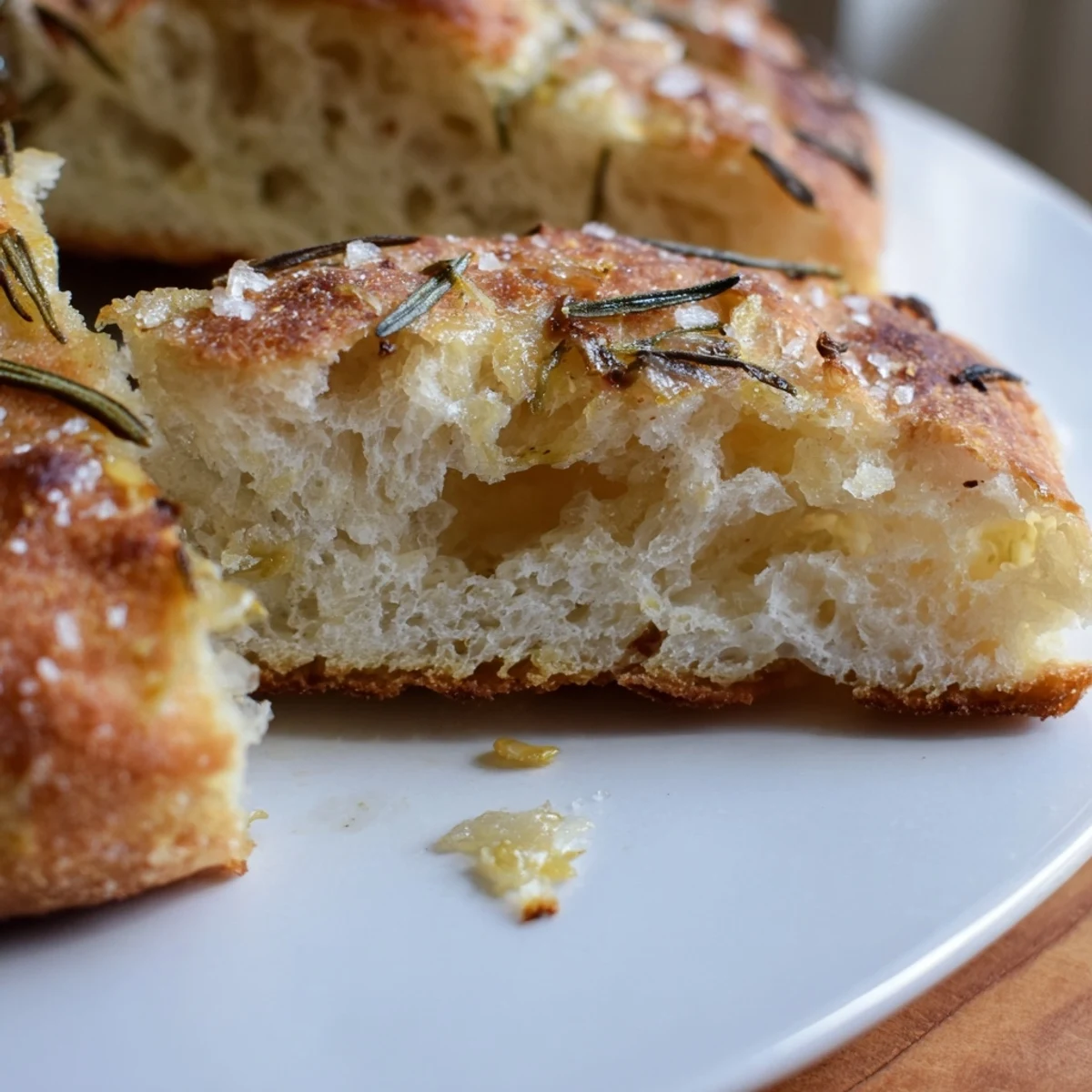 Warm cast iron skillet bread infused with roasted garlic and fresh rosemary, sliced for sharing at the table