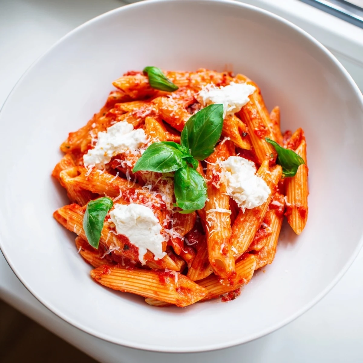 Tomato Garlic Ricotta Penne
