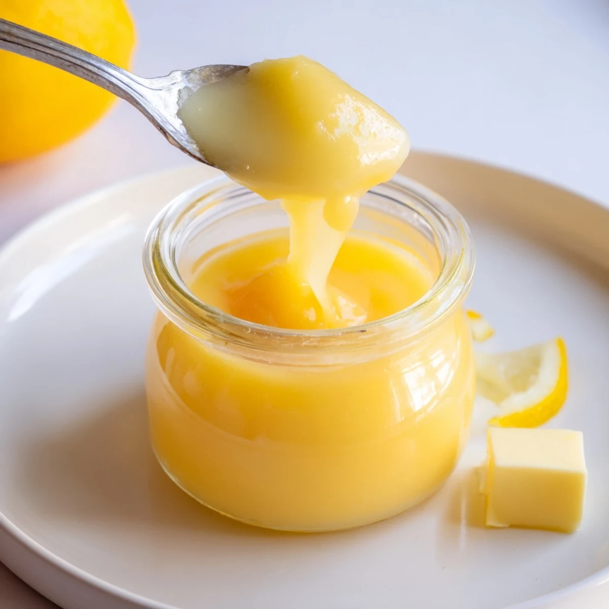 Lemon Curd Recipe: glossy pale yellow spread on toast, zesty aroma