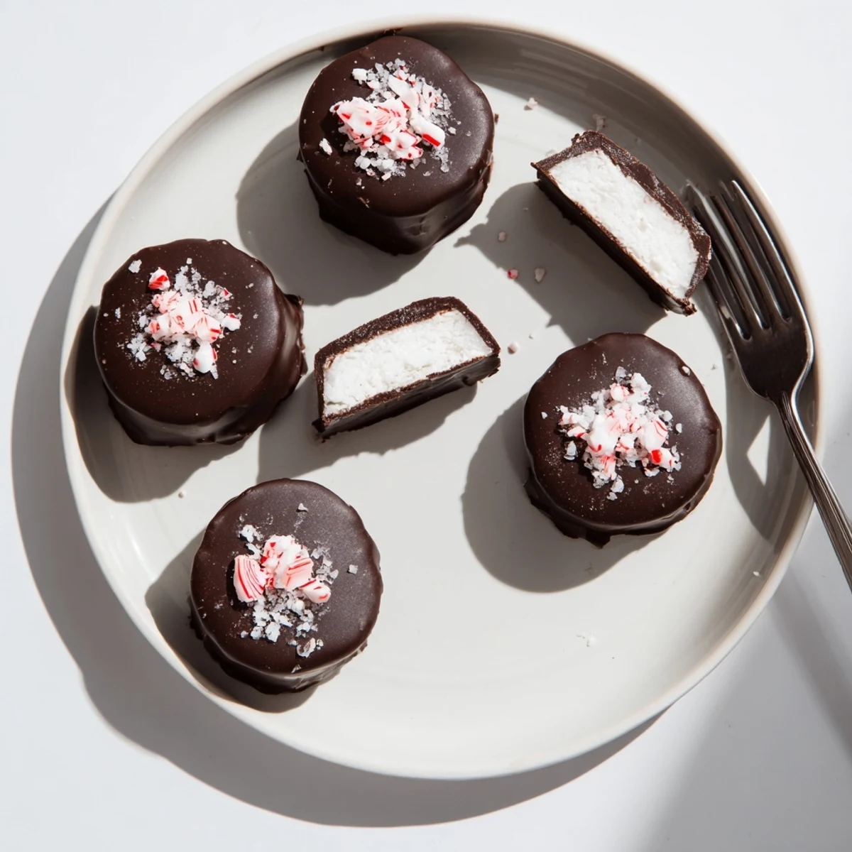 Chilled Peppermint Patties with smooth dark chocolate shell, ready for gifting.
