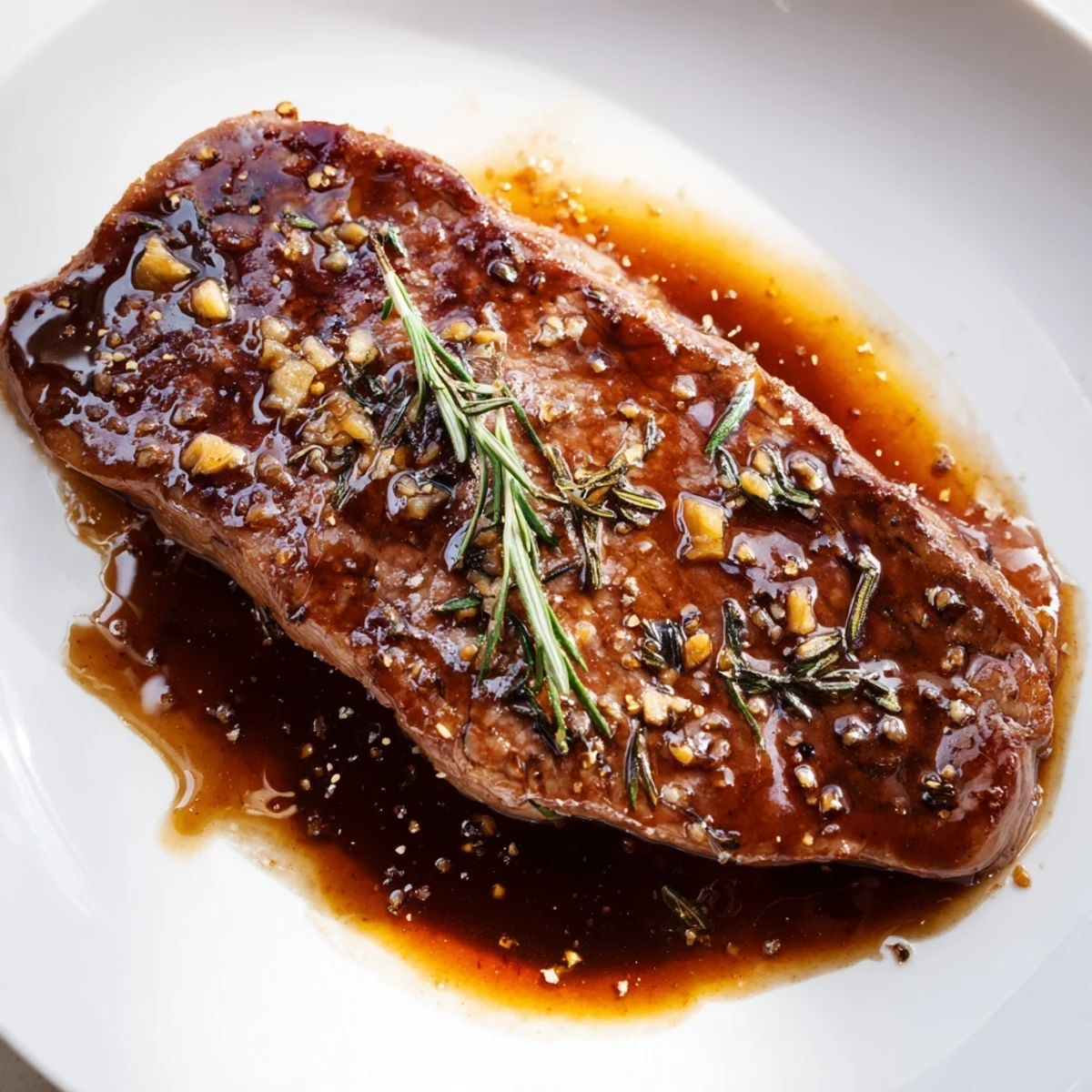 Bold Steak Marinade coating grilled strip steaks, caramelized edges and citrus brightness