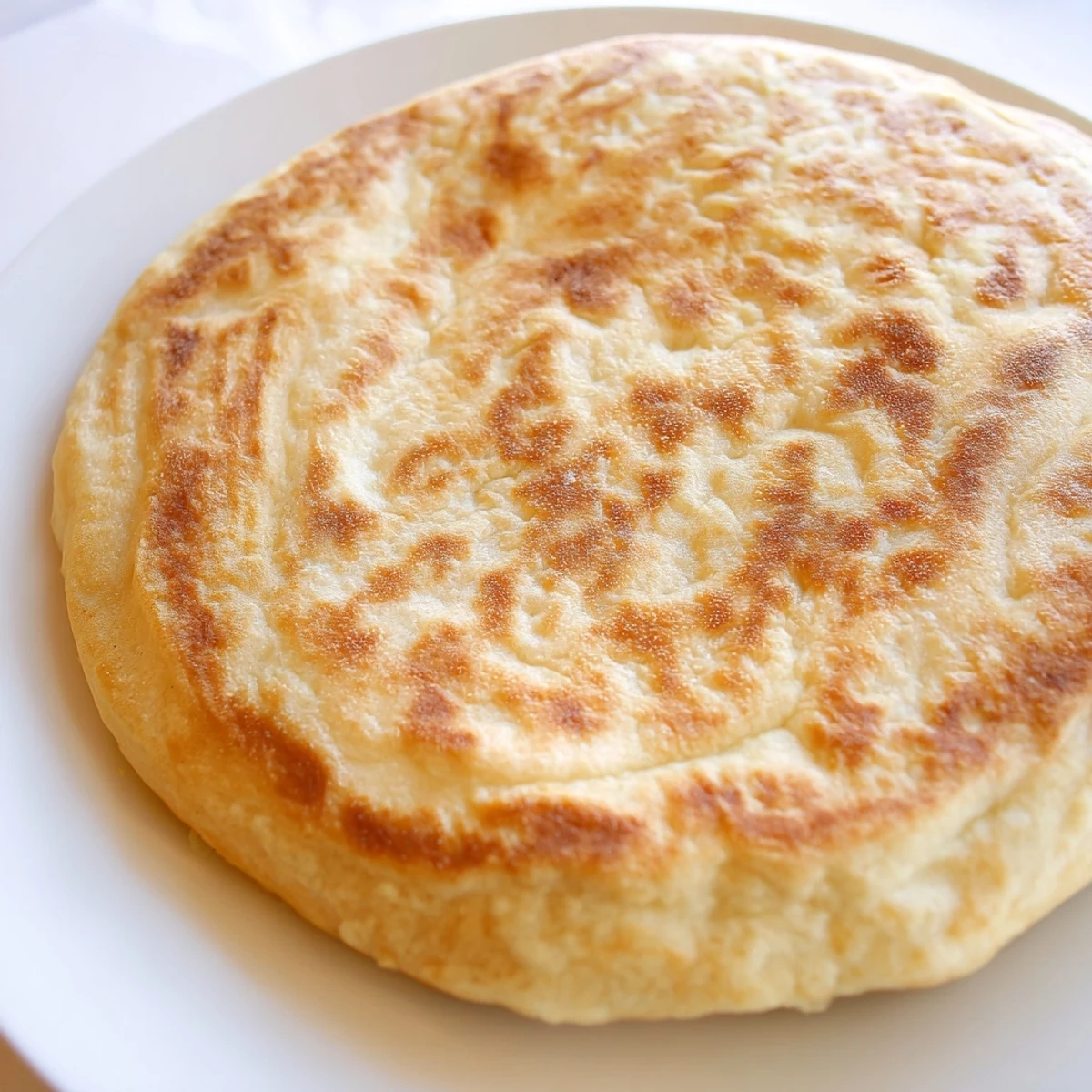Stack of warm Turkish Bazlama flatbreads brushed with olive oil and ready for serving