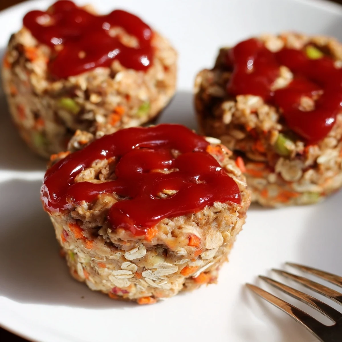 Individual turkey meatloaf muffins baked with oats, vegetables, and savory herbs