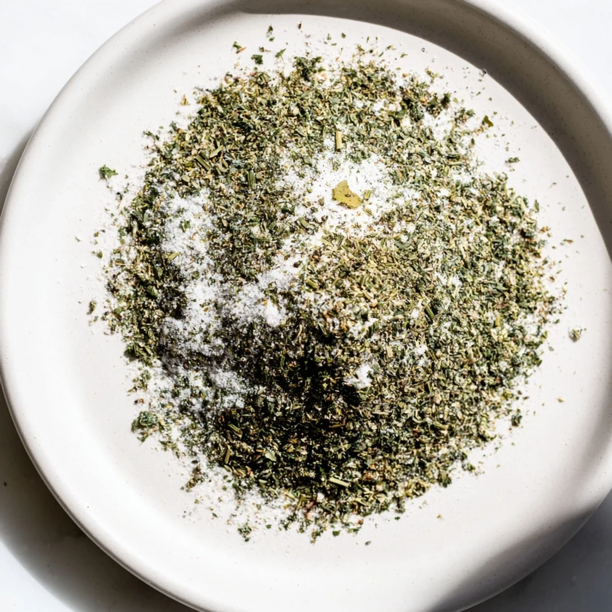 Homemade dehydrated tzatziki seasoning mix in a glass jar with dried dill and parsley visible