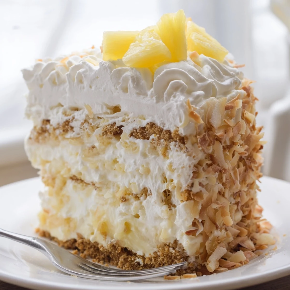 No Bake Pineapple Coconut Cake